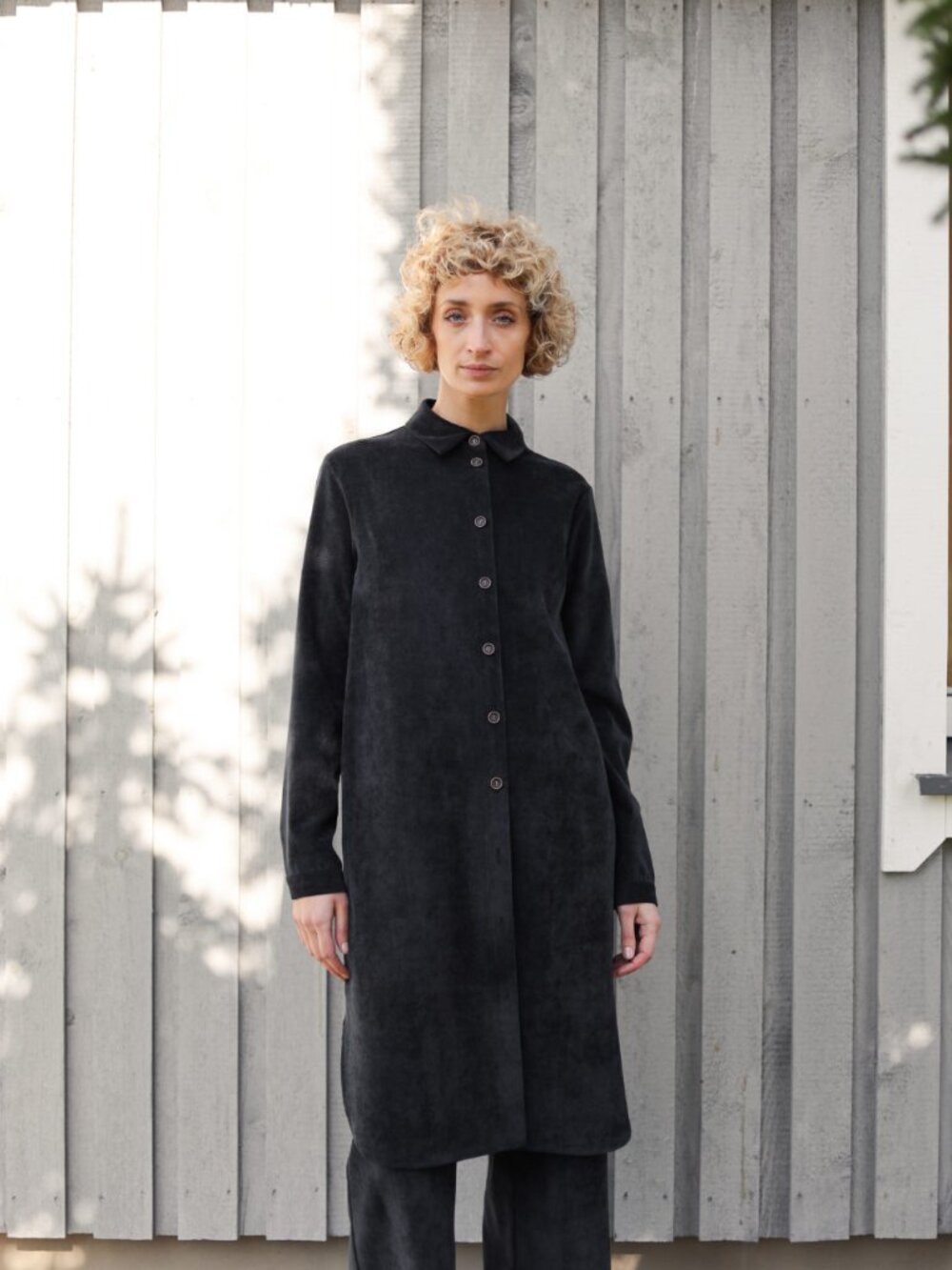 Offon clothing black corduroy shirt dress size M - oversized - Picture 2 of 8
